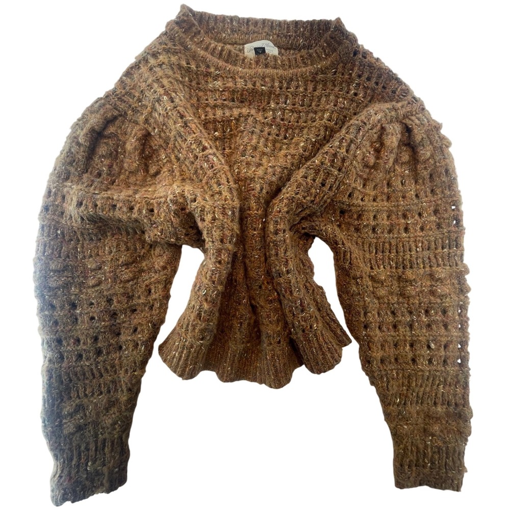 Universal Thread Women's‎  Sweater M Brown Crew Neck Knit Open Weave Pullover